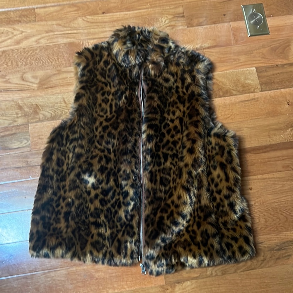 Jcrew leopard fur vest NWT
